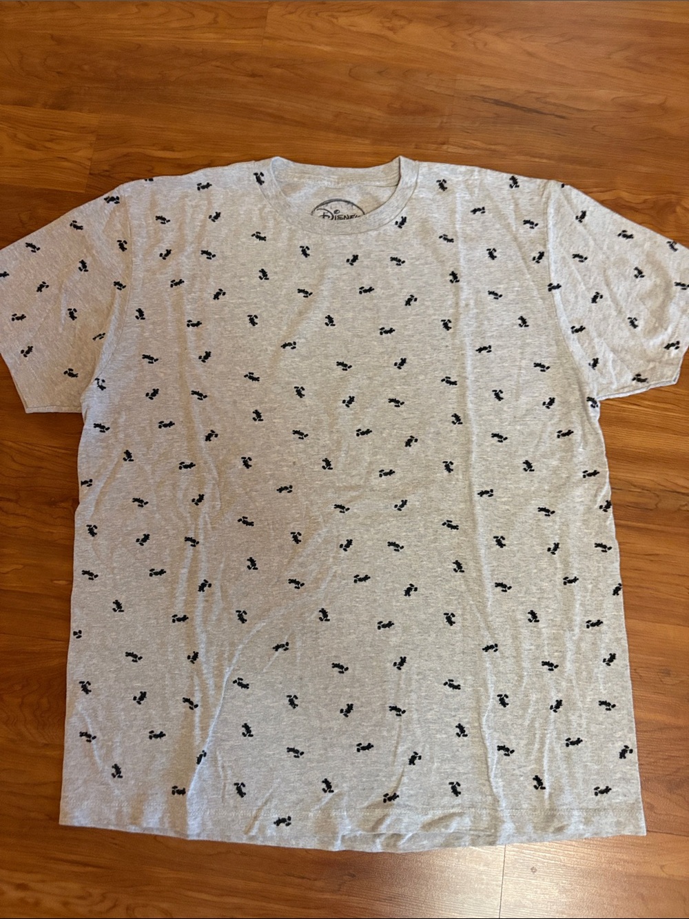 Disney Gray Crewneck T-Shirt with Black Mini Mickey Print